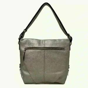 COACH F15064 Silver Leather Duffle Bag